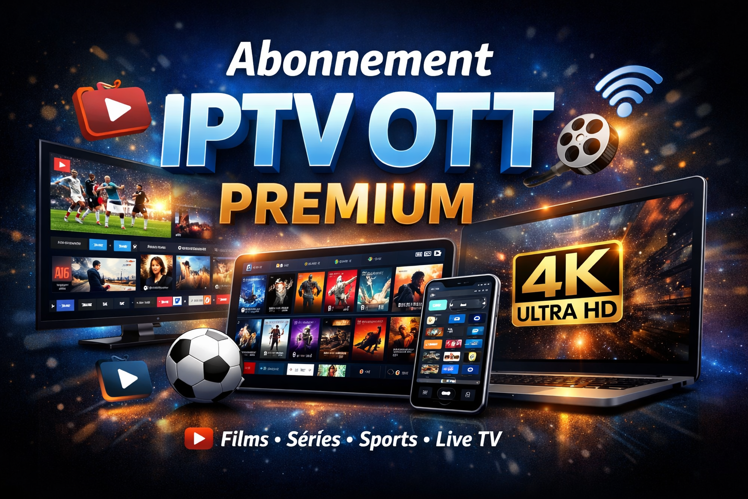 Abonnement IPTV OTT PREMIUM de 1 mois