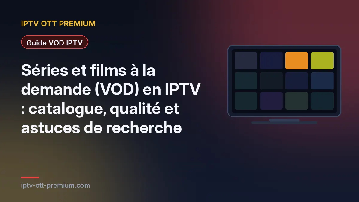 Grille d’affiches de films illustrant un catalogue VOD IPTV sur téléviseur Grille d'affiches de films illustrant un catalogue VOD IPTV sur téléviseur